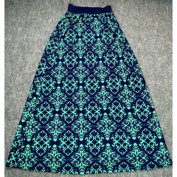 Joe B by Joe‎ Benbasset Skirt Womens Small Maxi Green Blue Pull On Geometric - Picture 1 of 10